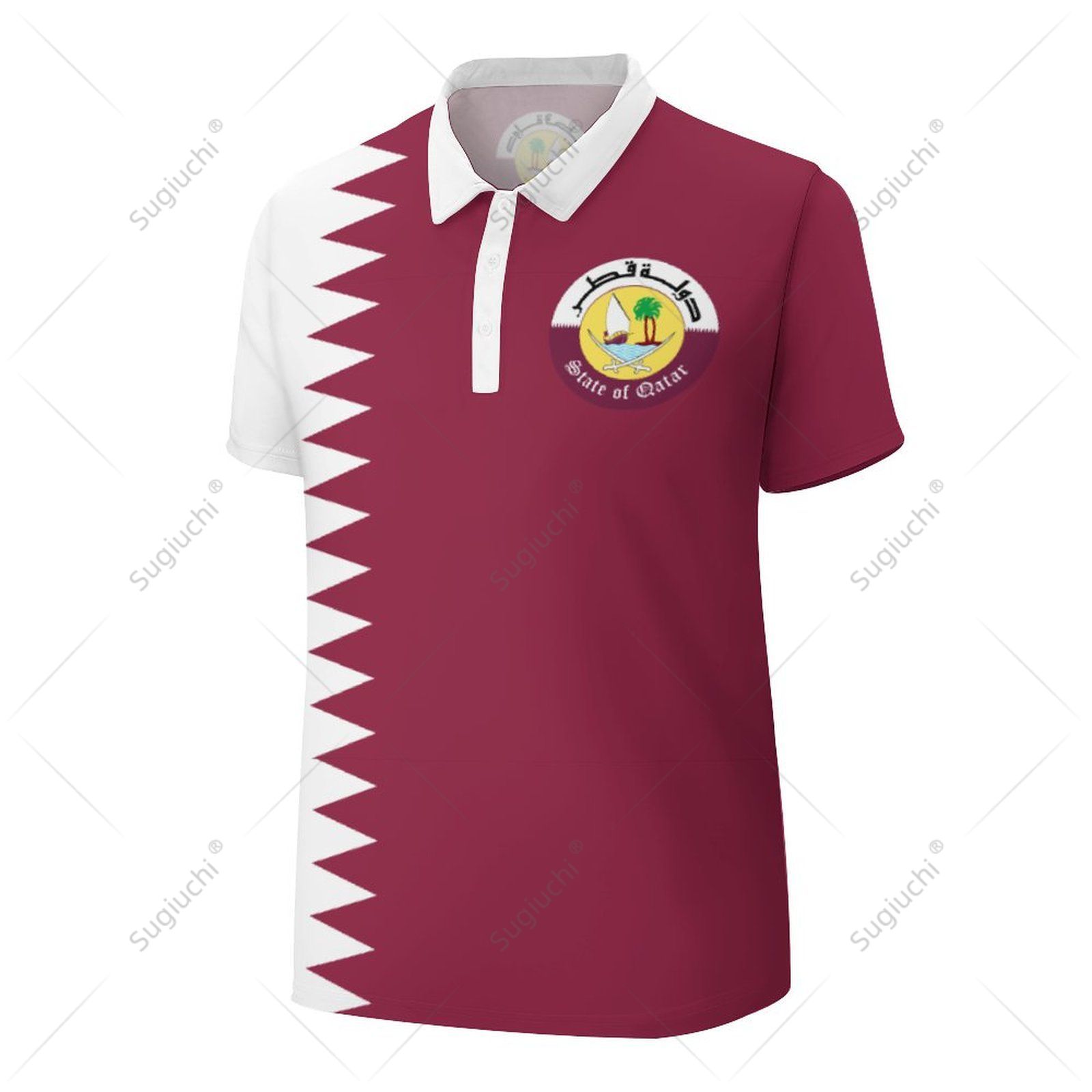 Unisex Polo Shirt Qatar Flag 3 - 3D Printing Qatar ulasan dan harga