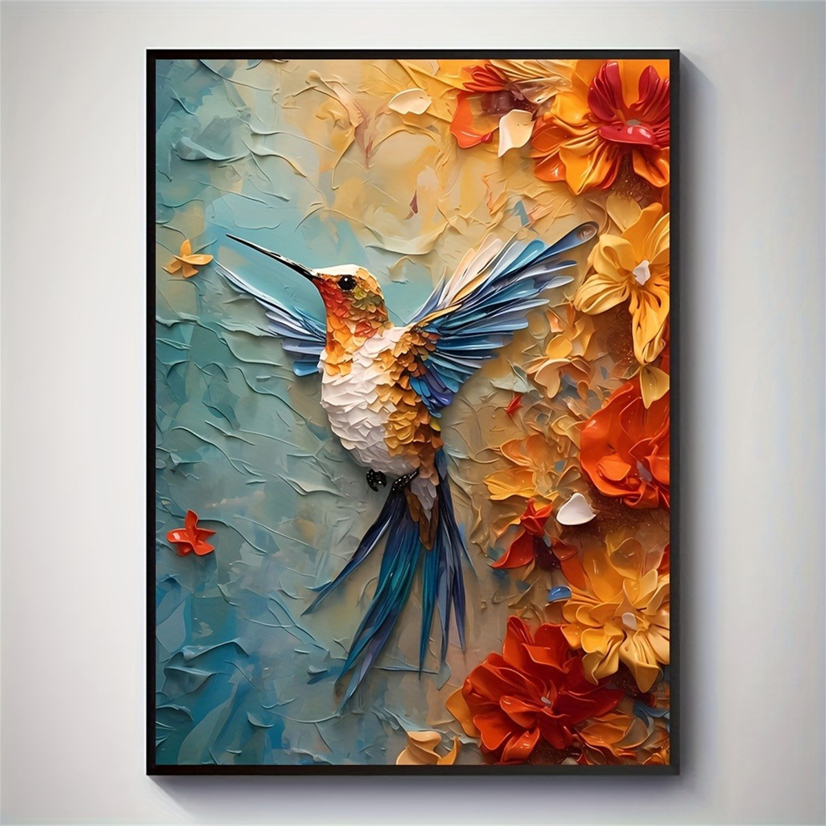 Vibrant Hummingbird & Floral 3 - 3D Printing Wall ulasan dan harga