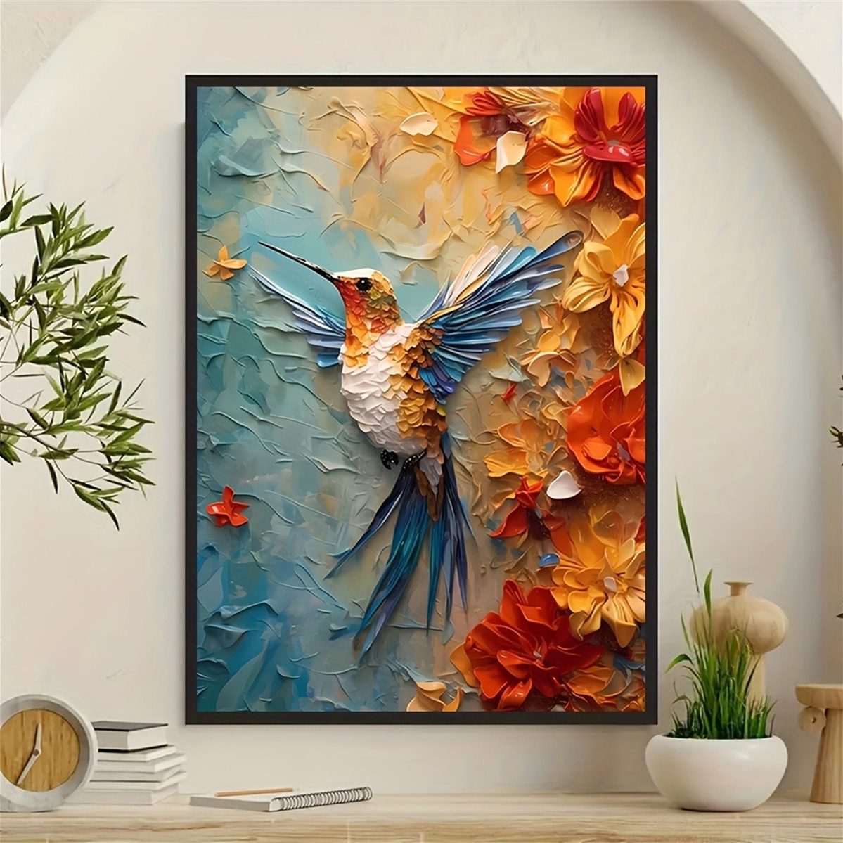 Vibrant Hummingbird & Floral 3 - 3D Printing Wall ulasan dan harga