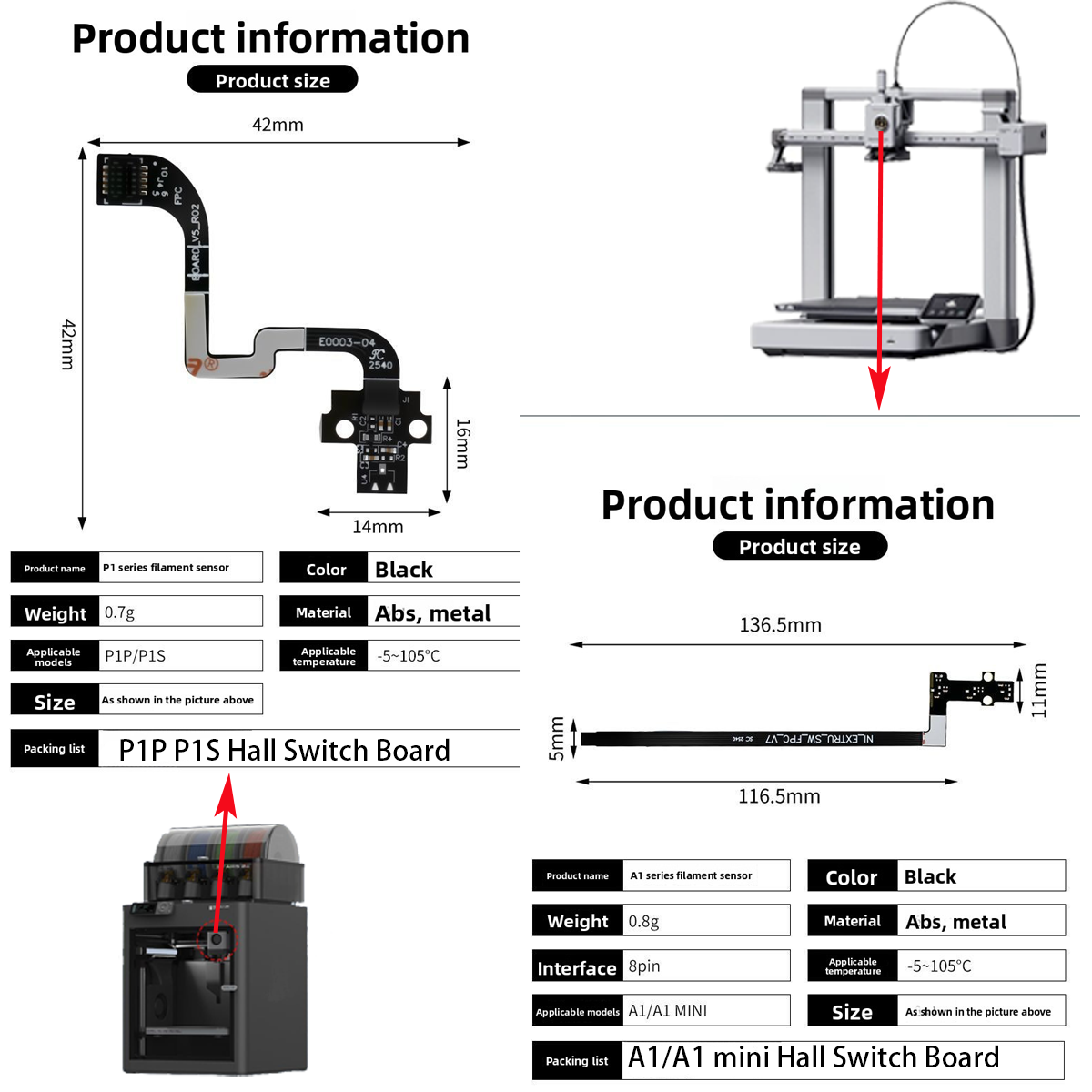 For A1/A1mini/P1P/P1S Hall Swi - 3D Printing Fff ulasan dan harga