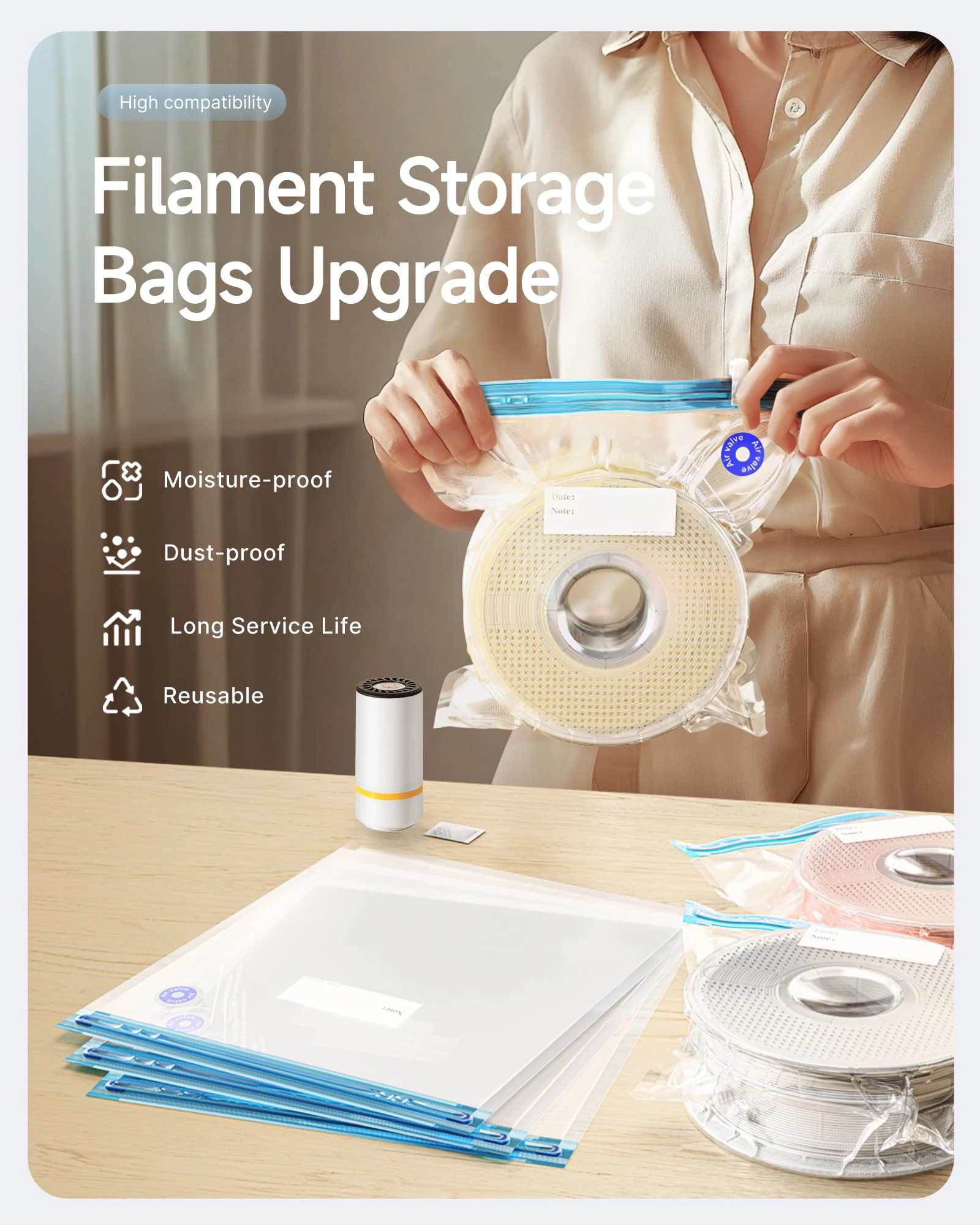 3D Printer Filament Vacuum Bag - 3D Printing Fff ulasan dan harga