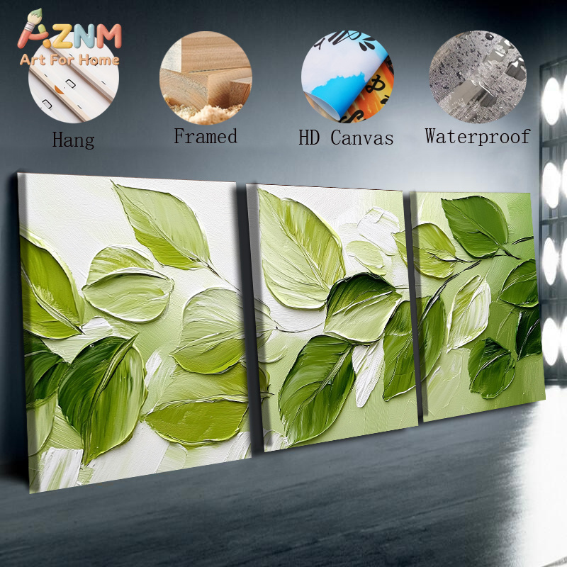 AZNM 3D Textured Green Leaf Im - 3D Printing Wall ulasan dan harga