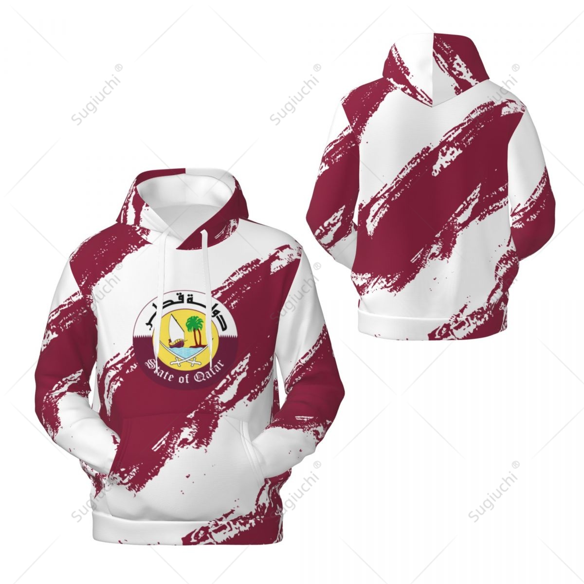 Unisex Qatar Flag Color Hoodie - 3D Printing Qatar ulasan dan harga